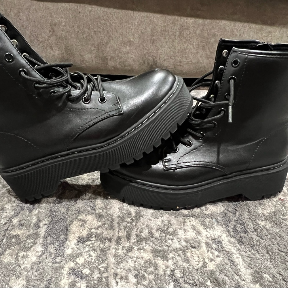 Black combat boots
